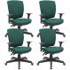 Kit 04 Cadeiras de Escritório Diretor Office Giratória Preto Alta Flexi P03 Poliéster Verde - Lyam