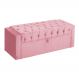 Calçadeira Baú Para Cama Box Casal Emma Suede Rosa - DS Estofados