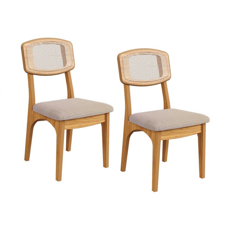 Conjunto com 2 Cadeiras Enna Tela Freijó e Bege Rústico