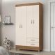 Guarda-Roupa Solteiro 4 Portas 2 Gavetas 110cm Multimóveis CR35281 Amêndola/Off White