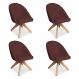 Kit 04 Poltronas Cadeira Giratória Bela Suede Marsala Base de Madeira - Pallazio