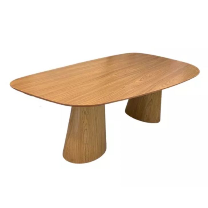 Mesa de Jantar Cone orgânica Oval 160x90 cm com 2 Base Freijó Tampo Freijó