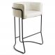 Banqueta Decorativa Base Aço Preto Betina C-107 Linho Bege Fosco - Domi