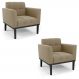 Kit 2 Poltronas Decorativas Karen Pés Fixo em Madeira Preto Suede Nude G19 - Gran Belo