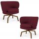Kit 2 Poltronas Decorativas Melissa Base Ka Giratória Castanho Veludo C-278 Marsala - Domi