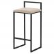 Banqueta Decorativa Selena Base Preta Veludo Bege G41 - Gran Belo