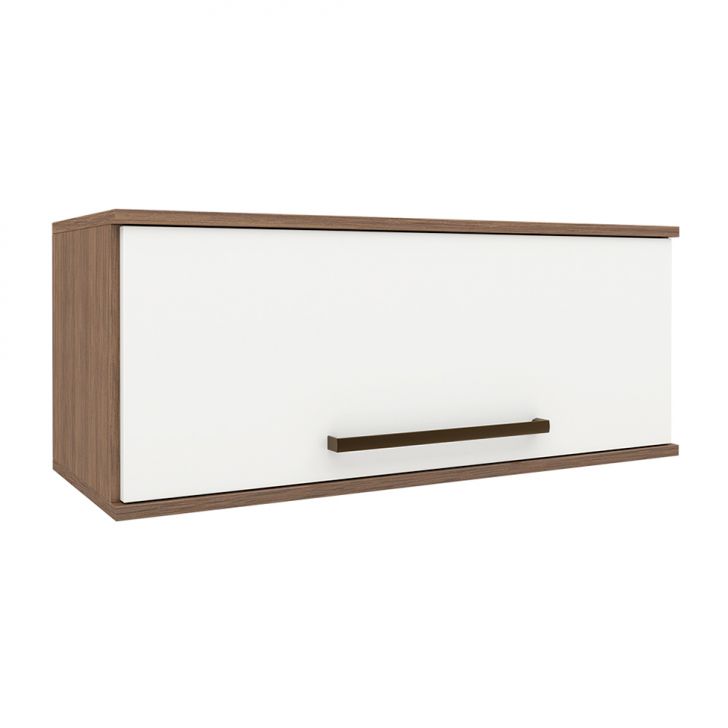 Armário Aéreo Evolution 1 Porta Tannat e Branco 80 cm