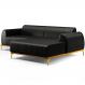 Sofá 4 Lugares com Chaise Direito Sala de Estar Molino 255cm D02 Couríssimo Preto B-159 - Lyam Decor