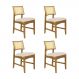 Conjunto 4 Cadeiras de Jantar Hanna Tela Natural e Linho Off White - WP 59095
