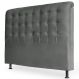 Cabeceira Estofada Cama Box Casal King Louise 195cm Suede Cinza - Desk Design