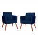 Kit 02 Poltronas Decorativa Pés Palito Nina Encosto Estilo Capitonê Azul Marinho - DS Móveis