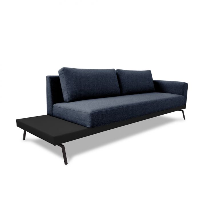 Image of Sofá 3 Lugares Matteo Com Mesa De Apoio Esquerda Linho Azul 210 Cm PLA-MO895UP87PUAMOB