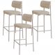 Kit 03 Banquetas Alta Bar Cozinha Sala De Jantar Aço Branco Kaira C01 Linho Areia - Lyam Decor
