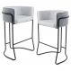 Kit 2 Banquetas Decorativas Base Aço Preto Betina C-315 Linho Cinza Gelo - Domi