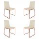 Kit 4 Cadeiras de Jantar Estofada Lille Base Bronze Veludo Bege - Montanaris Decor