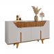 Aparador Buffet Danubio 4 Portas 2 Gavetas Pé Madeira Maciça Off White/Cinamomo