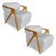 Kit 02 Poltronas Decorativa Marselha Veludo Cinza Base de Madeira - Pallazio