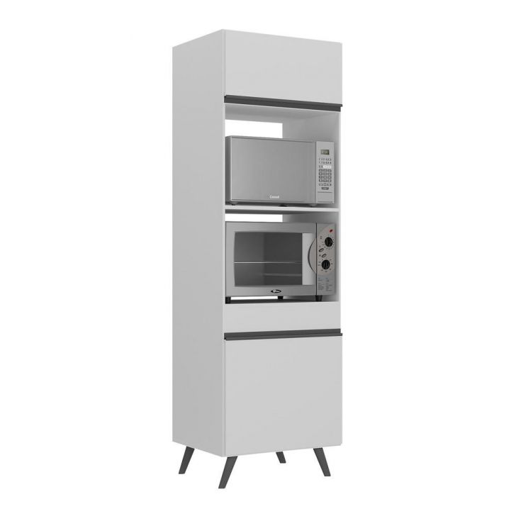 Paneleiro 2 Portas 63cm para Forno e Microondas Veneza Multimóveis V3679 Branco/Preto