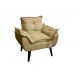 Poltrona Decorativa Opala Palha Linho com fibra de silicone e pés quadrado SMF DECOR