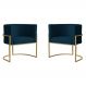 Kit 2 Poltronas Decorativa Sala de Estar Luana Base Gold Suede Azul Marinho - Montanaris Decor