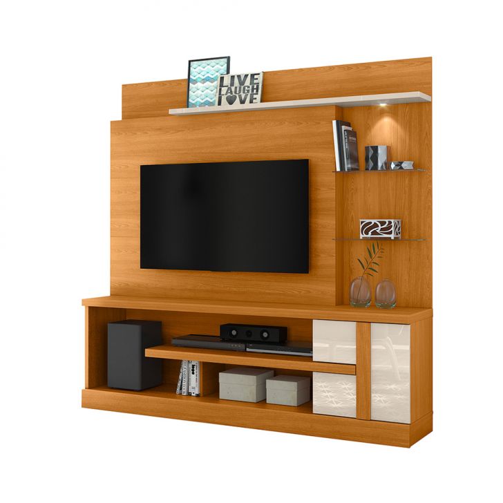 Estante para Home Theater e TV até 55 Polegadas Alan Cinamomo e Off White