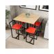 Conjunto Mesa Pinus 4 Cadeiras Estofado Industrial Black e Vermelho