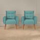 Conjunto de Poltronas Decorativas Atlas Veludo Verde Menta