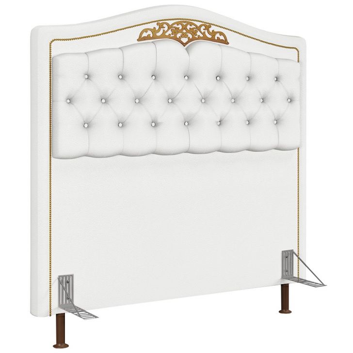 Cabeceira Cama Box Casal King 195cm com Tachas Imperial J02 Sintético Branco - Mpozenato