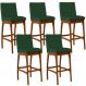 Kit 05 Banquetas Altas Para Cozinha Sala de Jantar Fixa Mila B04 Suede Verde Musgo - Lyam Decor