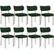 Kit 08 Cadeiras Estofadas Para Sala De Jantar Melina Base Arena L02 Suede Verde Musgo - Lyam Decor