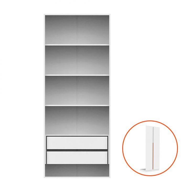 Guarda-roupa Modulado Com Prateleiras New Tuyo 2 Portas Articuladas 2 Gavetas Branco E Itapuã 90 Cm