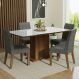 Conjunto Sala de Jantar Mesa Tampo de Vidro 4 Cadeiras Rustic/Branco/Silver Avril Madesa