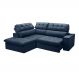 Image of Sofá 4 Lugares Retrátil e Reclinável Arezzo com Chaise Esquerdo Veludo Azul FE691UP87DVGMOB