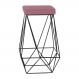 Banqueta Decorativa Kathy Base Preta Veludo Rosê G41 - Gran Belo