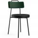 Cadeira Decorativa Estofada Sala Jantar Barcelona L02 Facto Verde Musgo Couríssimo Preto - Lyam