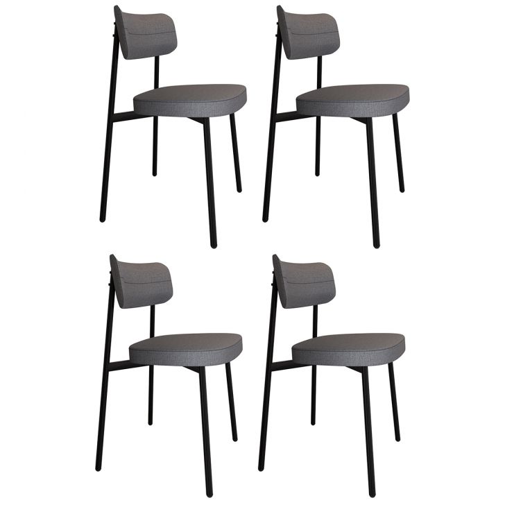 Cadeira de Jantar Estofada Kit 4 Ella M25 Linho Cinza - Mpozenato