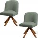 Kit 02 Cadeiras De Jantar Cléo Base Giromad Linho Verde - Nexta Casa