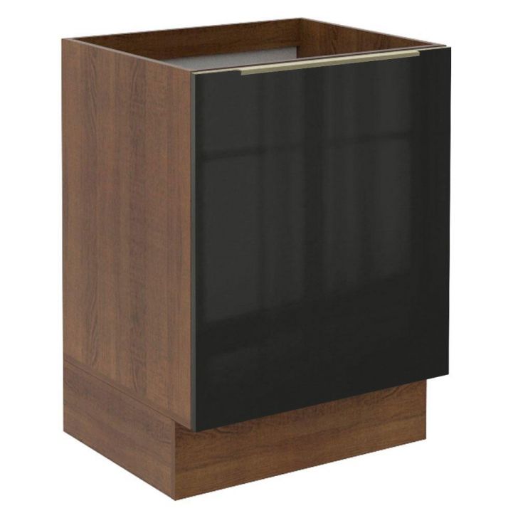 Balcão Madesa Lux 60 cm 1 Porta - Rustic/Preto