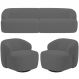 Sofá 4 Lugares Curvo Orgânico com 02 Poltronas Para Sala Living 280cm Barolo L06 Veludo Grafite - Lyam Decor