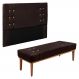 Kit Cabeceira e Calçadeira Recamier Casal 1,40m Gênova Suede Marrom Café - Pallazio
