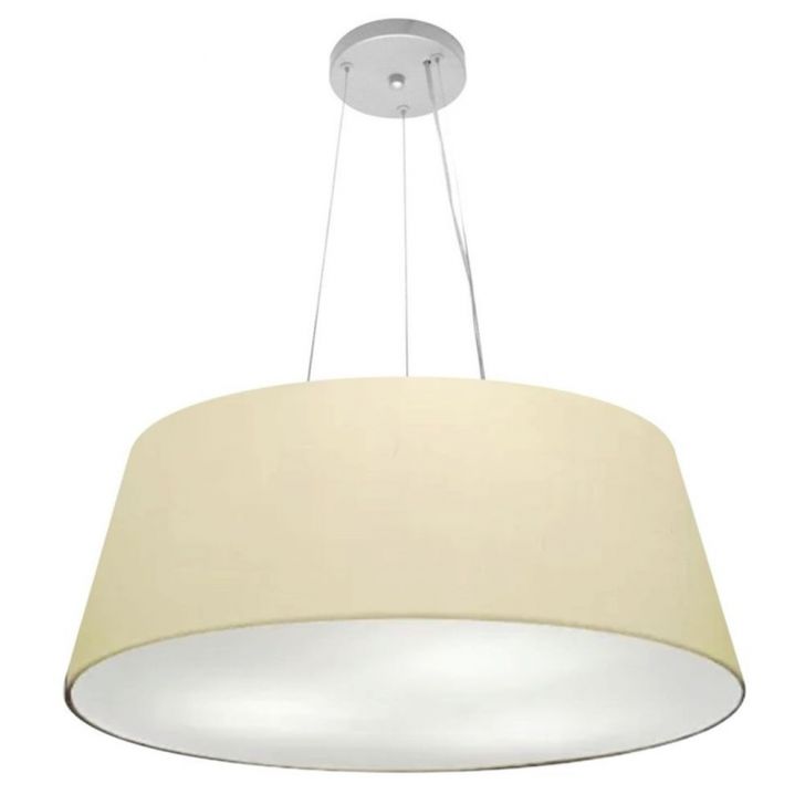 Pendente Cone Md-4002 Cúpula em Tecido 21-60x50cm Algodão Crú - Bivolt