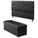 Cabeceira Mais Calçadeira Baú Casal Queen 160cm Para Cama Box Sofia Napa Preto - DS Estofados