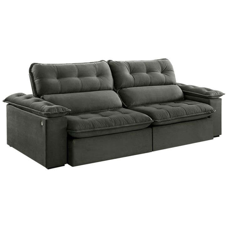 Image of Sofá 5 Lugares Retrátil E Reclinável Jobi Com Usb Veludo Cinza 297 Cm PLA-ES745UP87XDCMOB