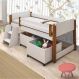 Cama Naty Branco/Mel c/ 2 Nichos e Escadinha