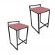 Conjunto 02 Banquetas Pietra Suede Rose Base Preto D'Rossi