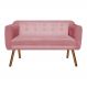 Namoradeira 02 Lugares Julia Suede Rose 140 cm Pés Palito Castanho - D'Rossi