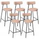 Kit 05 Banquetas Baixa Para Cozinha Sala De Jantar Bar Bancada Milão L02 Linho Rosê - Lyam Decor