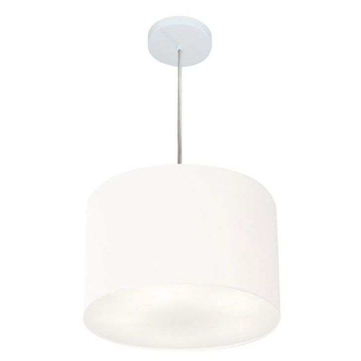 Pendente Cilíndrico Md-4211 Cúpula em Tecido 35x25cm Branco - Bivolt