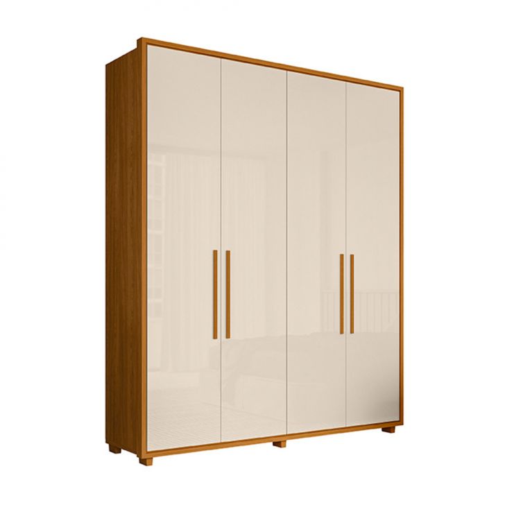 Guarda-roupa Solteiro Greco 4 Portas 3 Gavetas Cinamomo E Off White