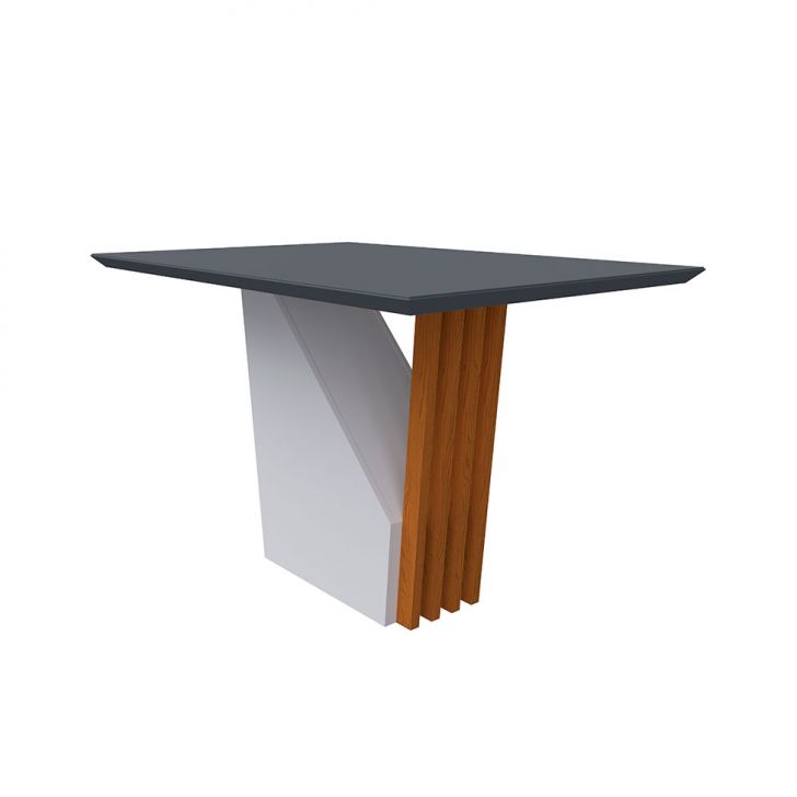 Mesa de Jantar Retangular com Tampo de Vidro Cinza Veneza Off White e Ype 120 cm